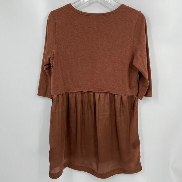 Soft Surroundings Odette Peplum Blouse Size M Brown Tunic Top Mixed Media - Picture 5 of 8